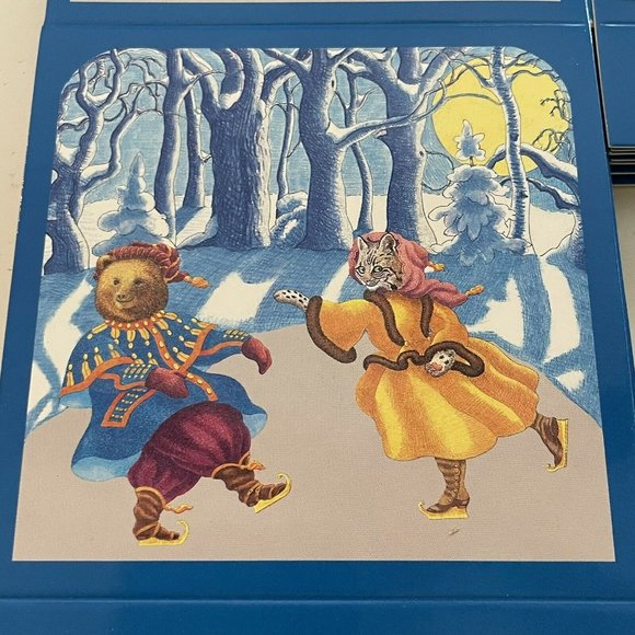 Vtg Nos Victorian Ice Skating Animal Gift Box - Picture 6 of 10